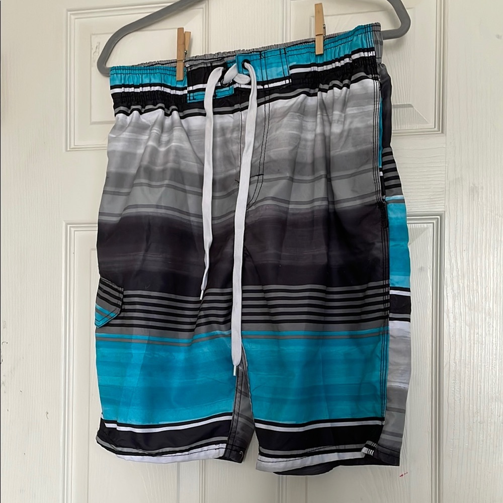 Kanu Surf Black and Gray Board Shorts Modern Swimwear